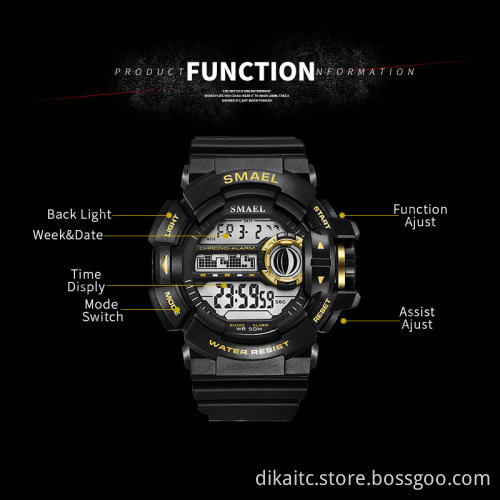 SMAEL Men Military Sports Countdown Watches Man LED